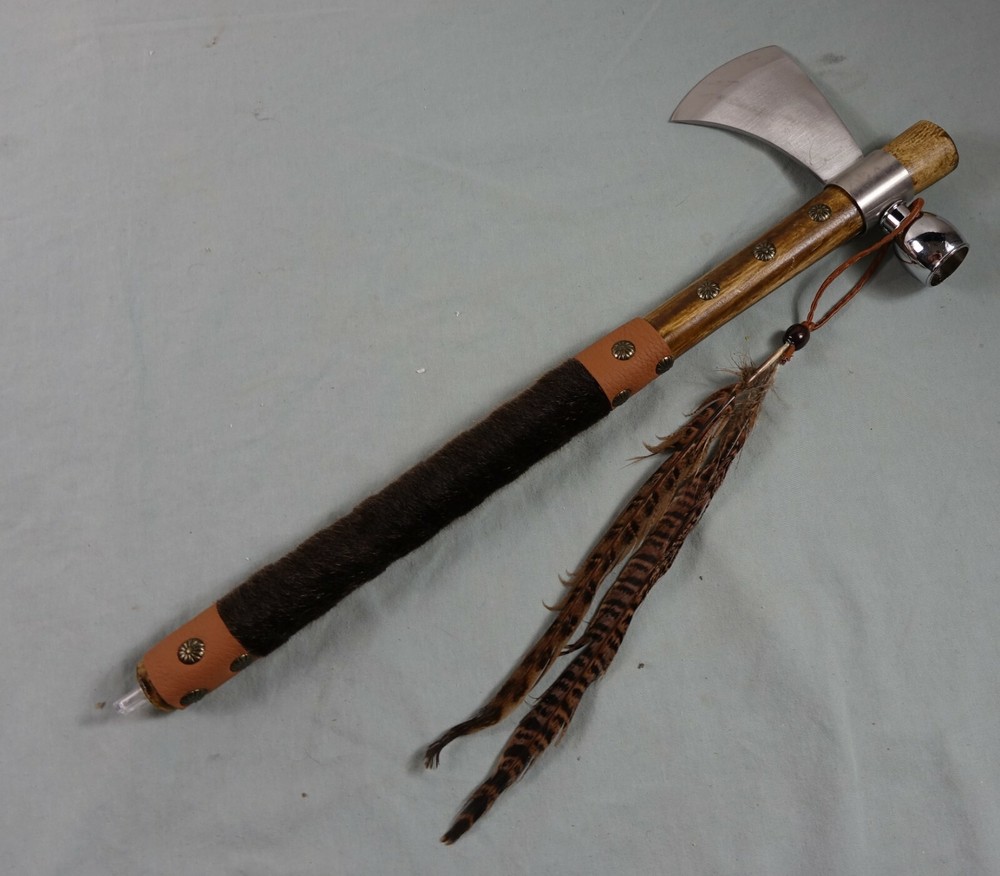 New 19" Chief Native American Tomahawk Hatchet Replica Axe Functional Peace Pipe
