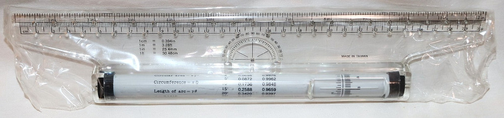 Vintage Multi Purpose 6”Rolling Ruler 3D Drawings Angles Graphs Circles Charts