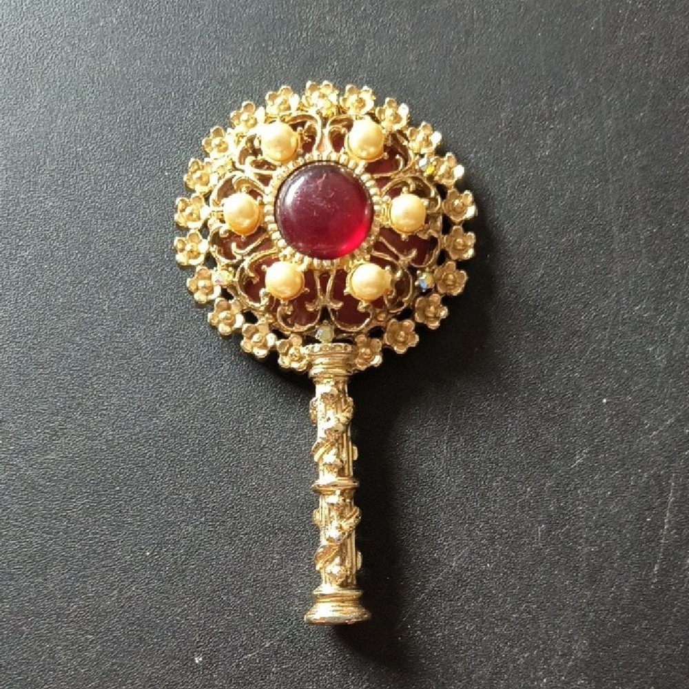 Vintage Sam Fink Hand Mirror