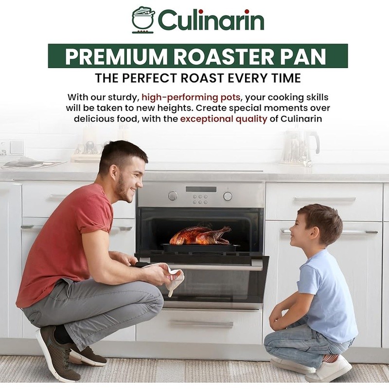 Double Layer Nonstick Roasting Pan Rack Oven Safe Durable Easy Clean Roast Meat