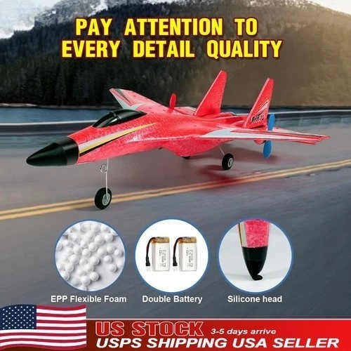 US STOCK 2.4G Remote Control RC Plane 2CH Airplane Glider Fixed Wing Stunt RTF