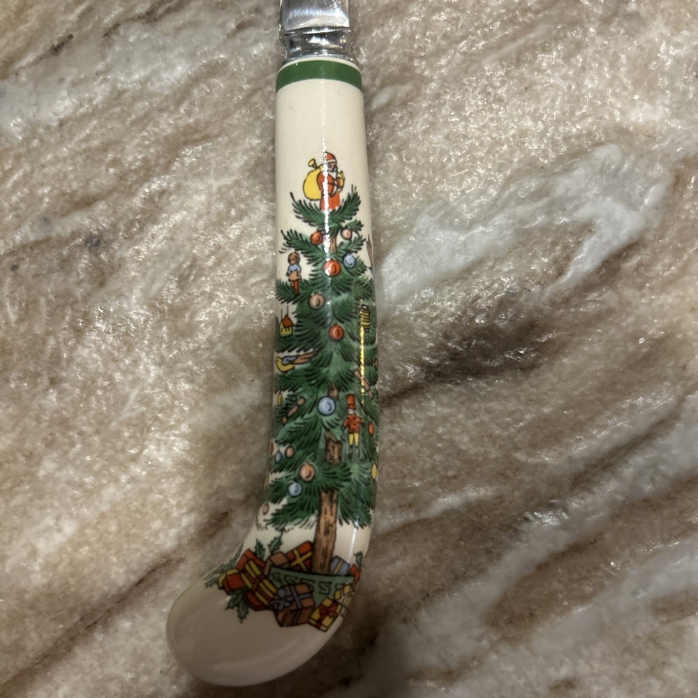 Vintage Spode Christmas Tree Design Serving Vegetable Spoon Sheffield England