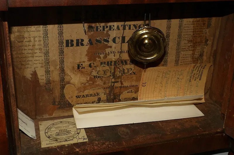 19th Century Mahogany Triple Decker Column Clock by E.C. Brewster