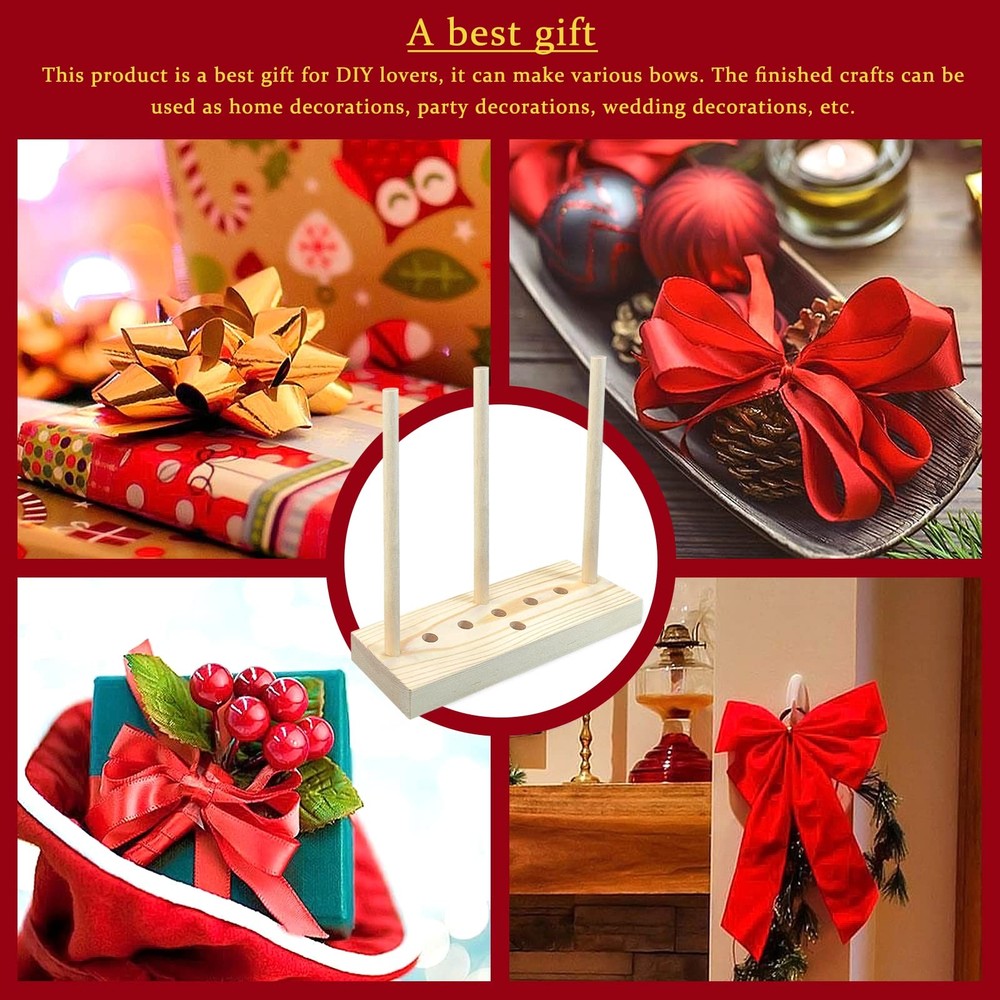 Andiker Bow Maker for Ribbon, Wooden Making Tool Creating Type 1