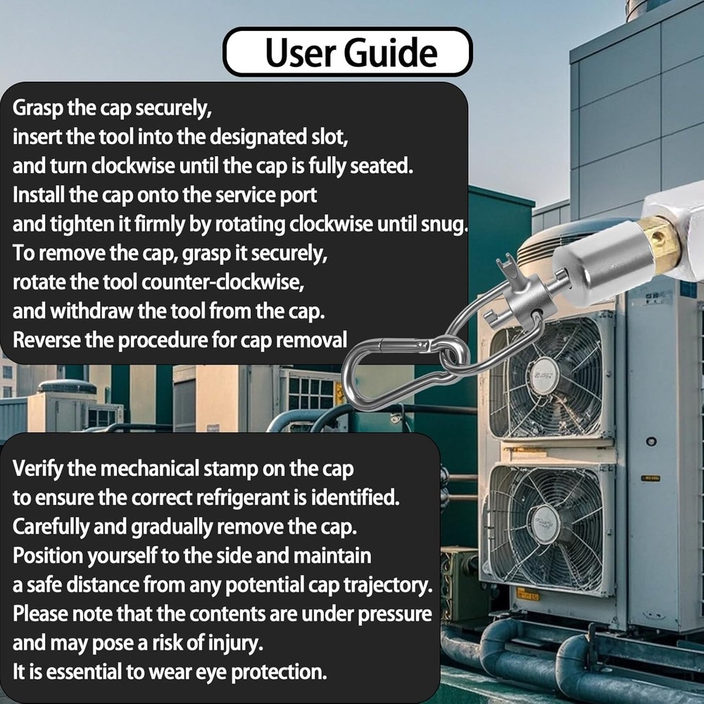 2Pcs HVAC 3-In-1 Locking Cap Key, Locking Cap Tools for 410A & R22 Refrigerant
