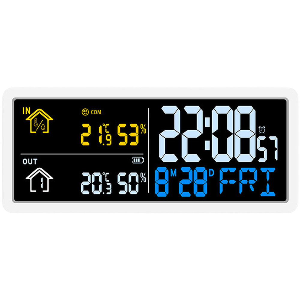 Multi Function Digital Wall Clock Indoor Outdoor Temperature Humidity Indicator