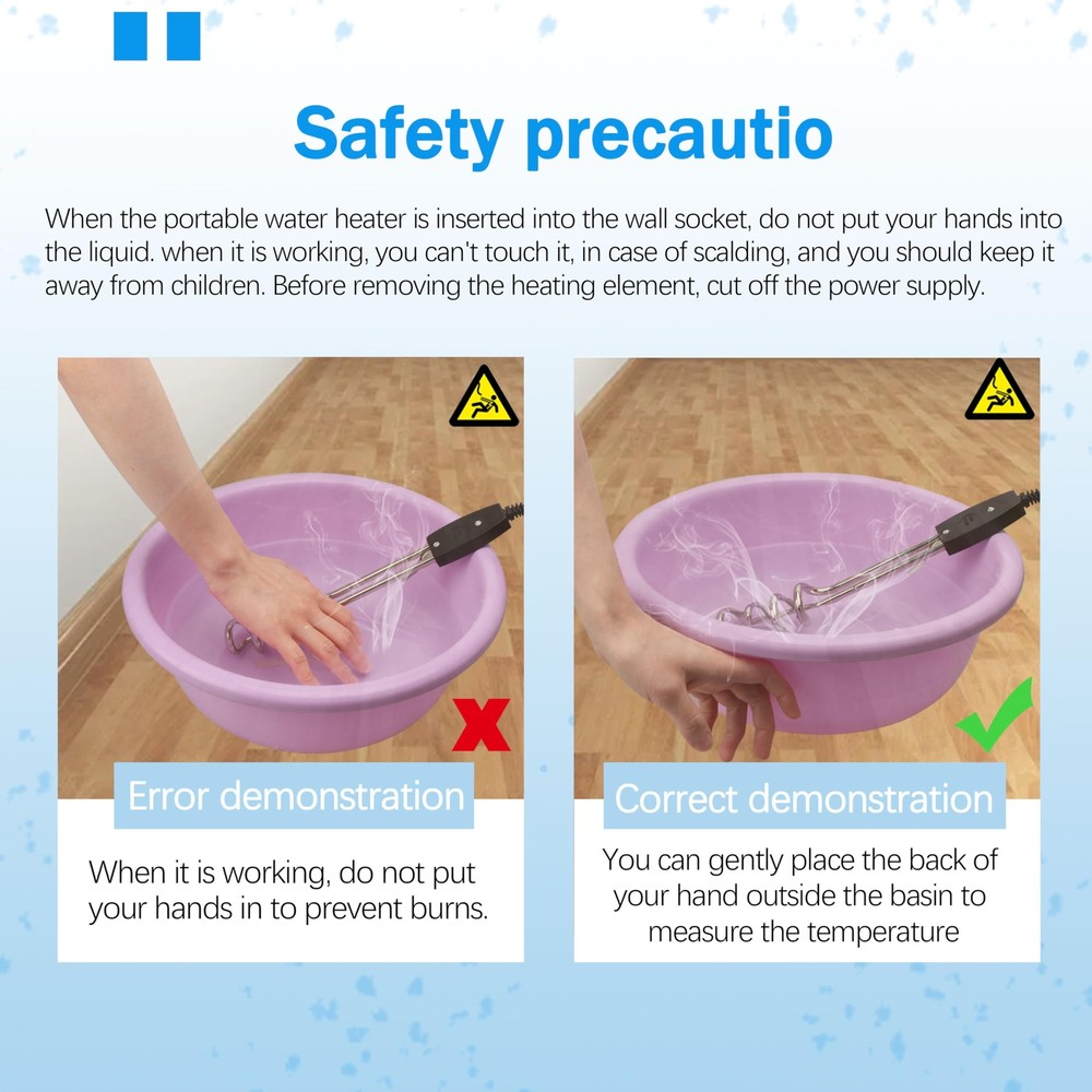 Immersion Heater Submersible Water Heater，1500W/1000W-110V Portable Electric ...