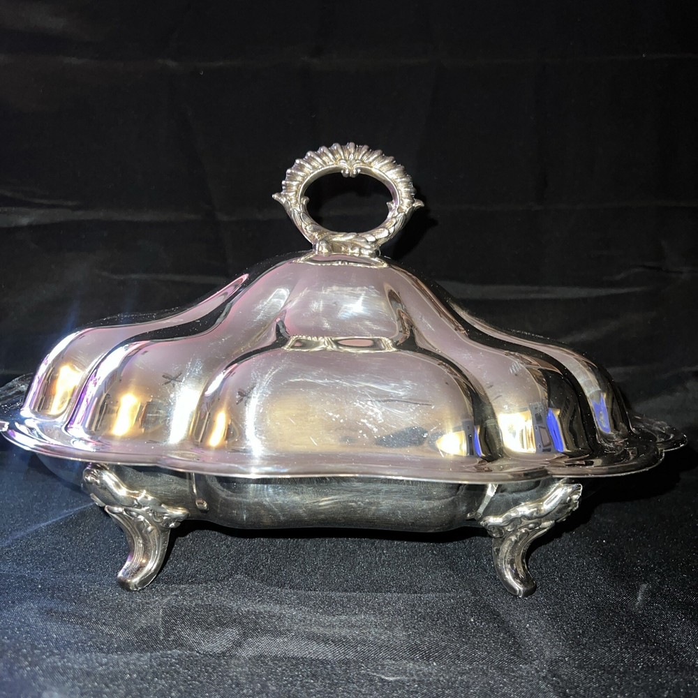 Vintage Silver Plated Dome Cover Footed Serving Dish