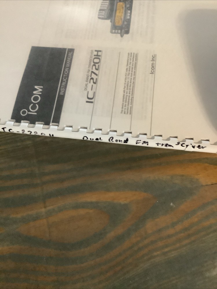 Icom IC-2720 Instruction Manual: Comb Bound & Protective Protective Covers