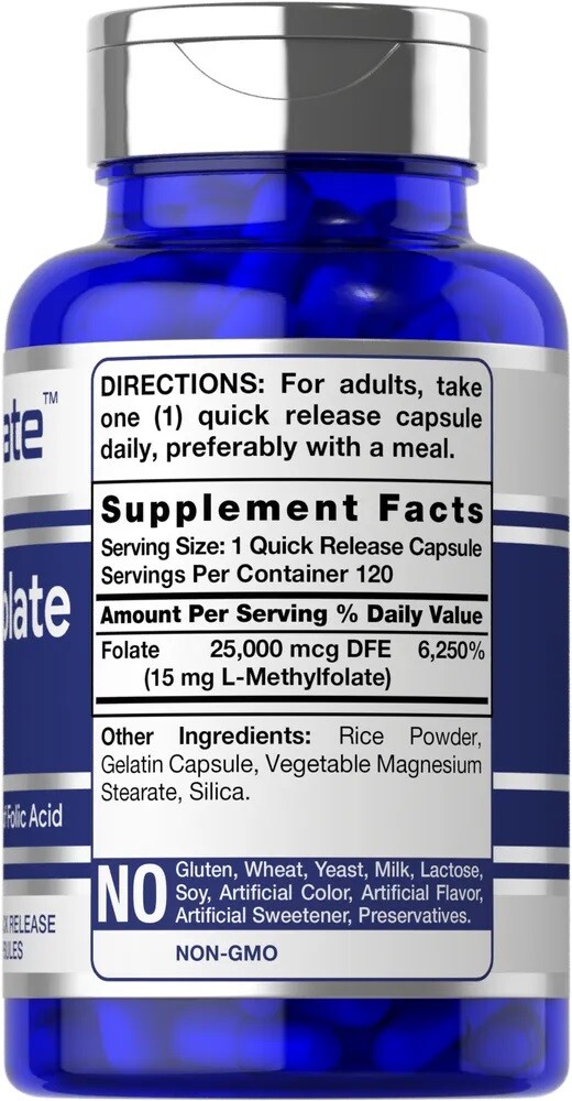 L Methylfolate 15mg | 120 Capsules | Value Size | Max Potency | by Opti-Folate