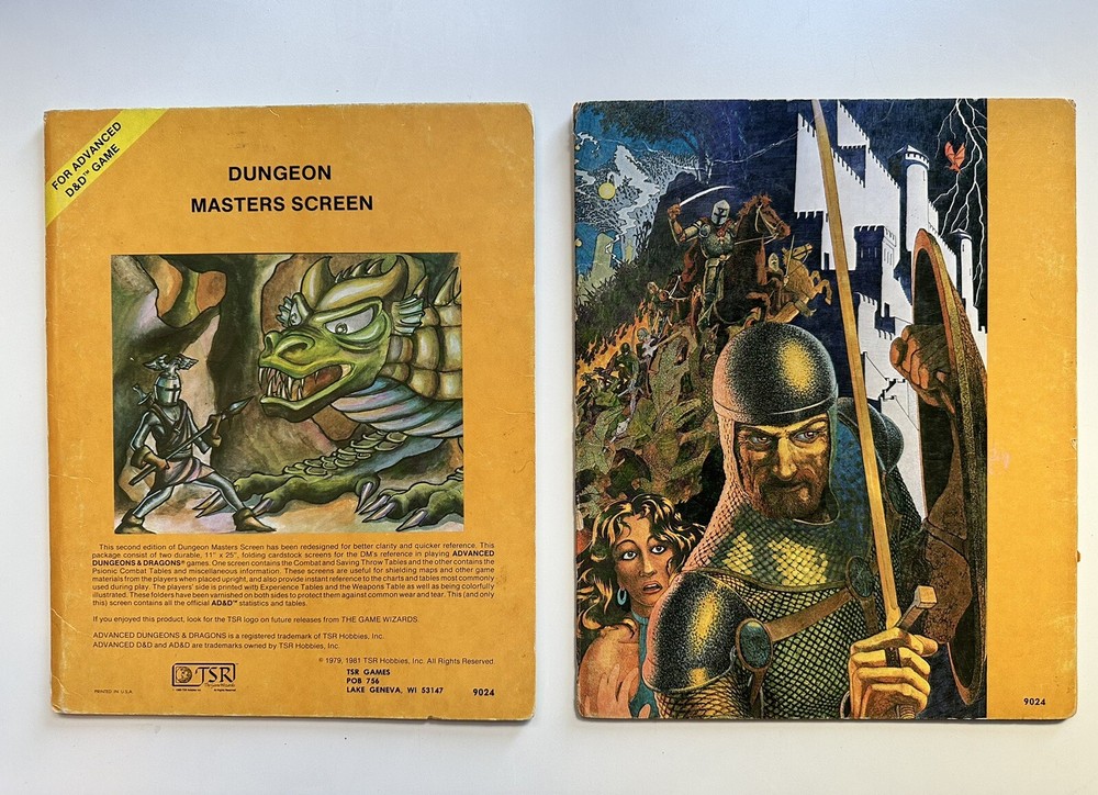 Dungeon Masters Screen (For Advanced D&D Game) 1981 TSR Games 9024 2-tri panel