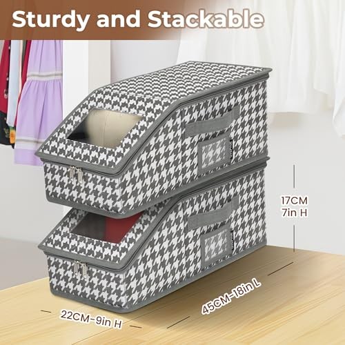 2 PCS Stackable Hat Storage for Baseball Caps, Large Hat Gray and White
