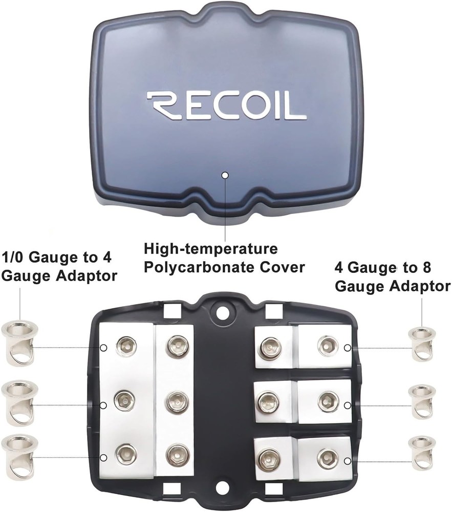 Durable 3-Way Mini Fused Distribution Block: Connect Multiple Amplifiers Easily