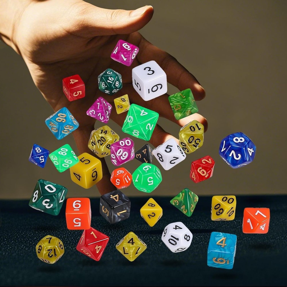 Colorful Polyhedral Dice Set for D&D RPG Games