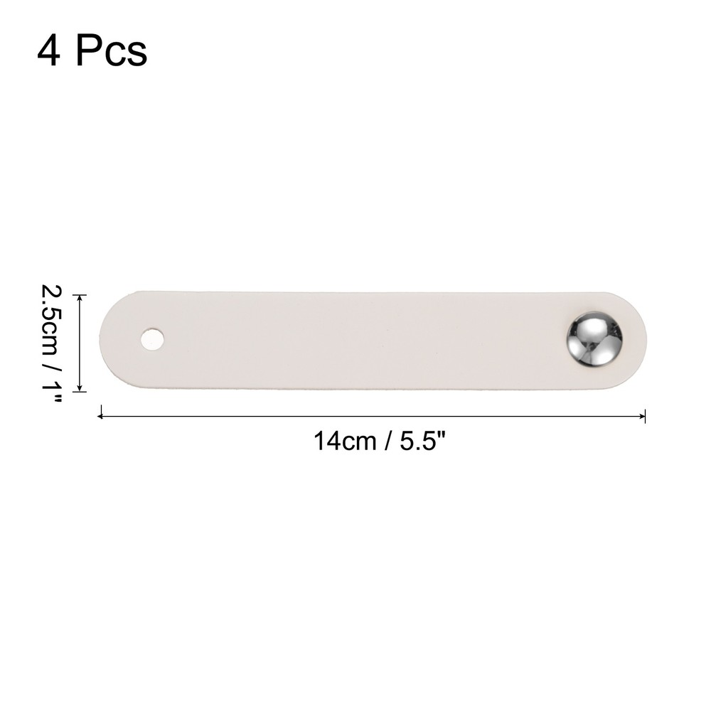 4 Packs Leather Drawer Pulls Single Hole Knobs for Drawers, Cream/Silver
