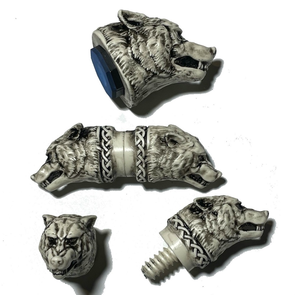 Custom Howling Snarling Wolf Cue Stick Joint Protectors