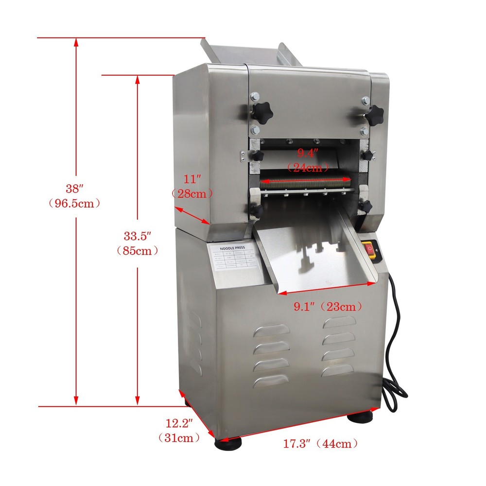 110V Electric Dough Press Noodle Maker 9.4in width Roller 1.5 & 3mm Cutter