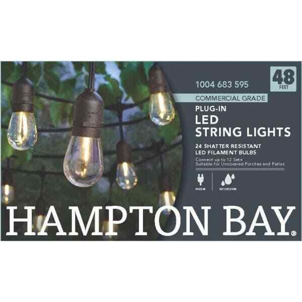 Hampton Bay 24-Light Indoor/Outdoor 48 ft. String Light