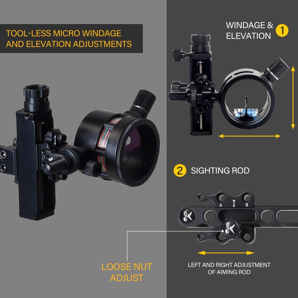 Archery Bow Sight for Compound Bows Target Hunting Single Pin or 5 Pin Bow Si...