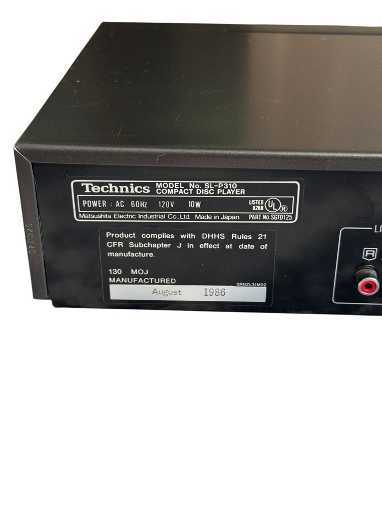 Vintage 1980’s Technics SL-P310 CD Player, Black - Tested, Working