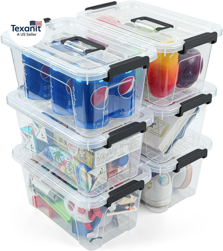 Plastic Storage Bins with Lids 6 Pack Storage Organizer, 7 Quart Stackable Stora