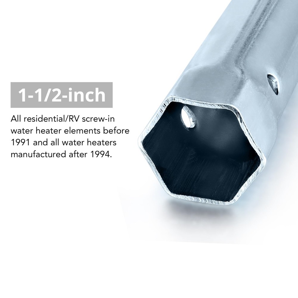 Skoutag RV Water Heater Element Wrench Socket, Dual Hex Removal Silver