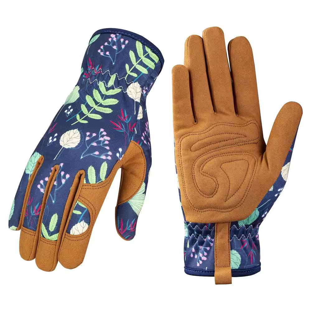 Microfiber Leather Gardening Gloves Ergonomic Grip Breathable Flexible Work Glov