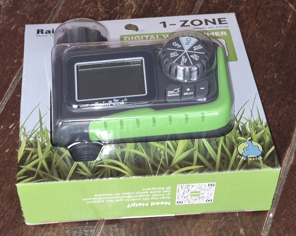 RainPoint 1-Zone Digital Water Timer *Manual Watering & Rain Delay* Item #ITV105