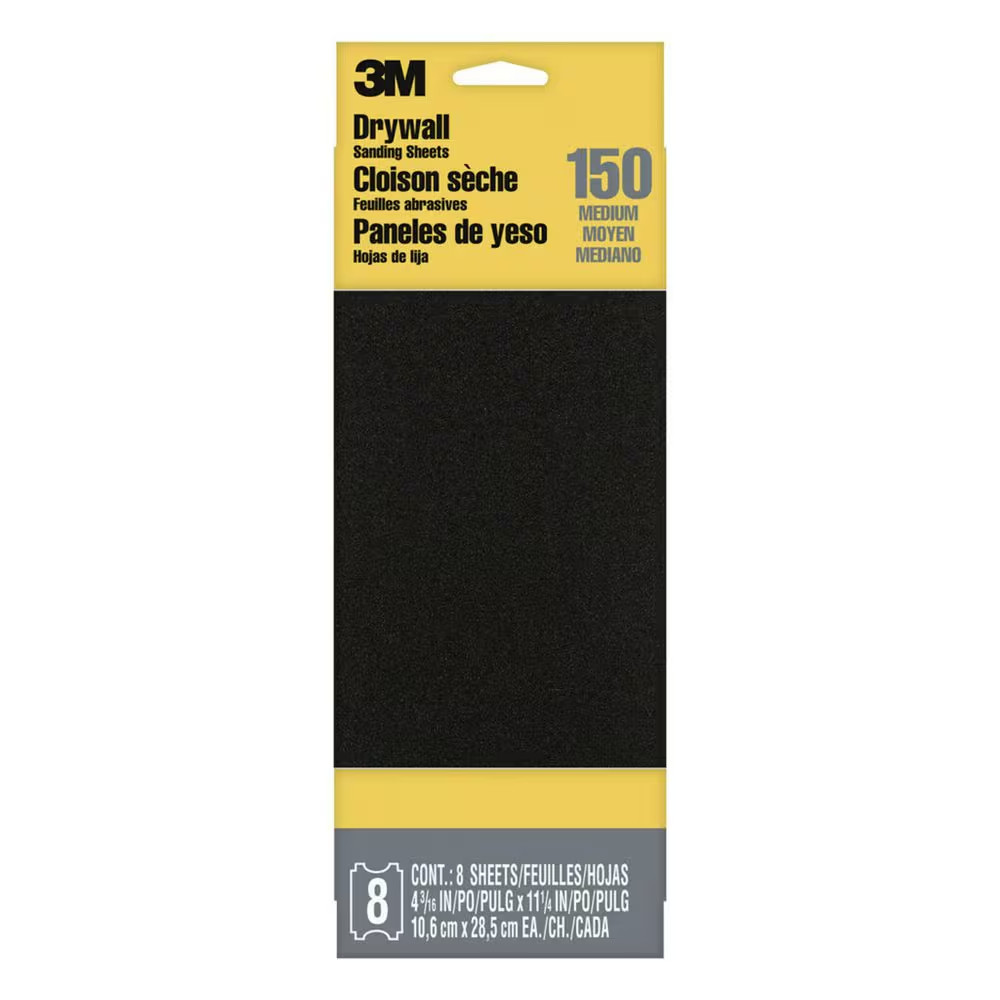 Drywall Sanding Sheets 4 3/16 In. X 11 1/4 In. 150 Grit, Medium (8-Pack)