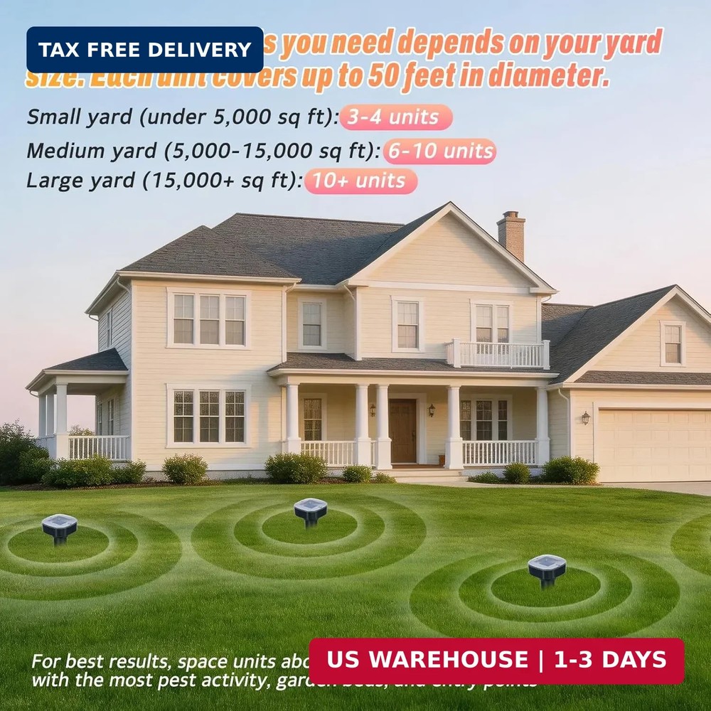 4 Pack Mole Repellent Solar Powered, Snake & Skunk & Vole & Gopher & Armadillo &