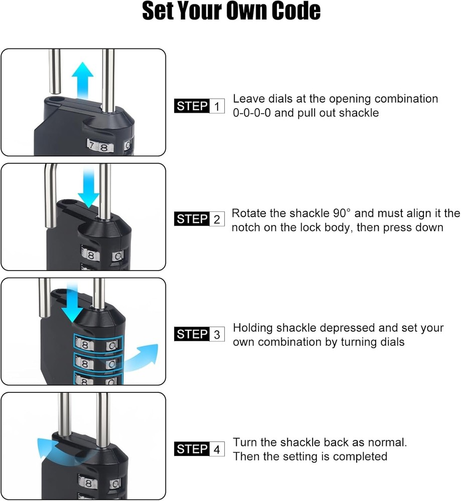 Waterproof 4-Digit Combination Lock – Zinc Alloy, Black, for Doors & Tool Boxe