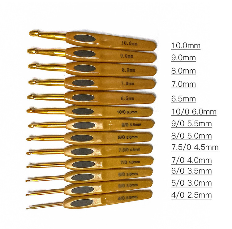 13PCS Ergonomic Crochet Hooks Set Soft Grip Handle Alloy Knitting & Weaving Tool