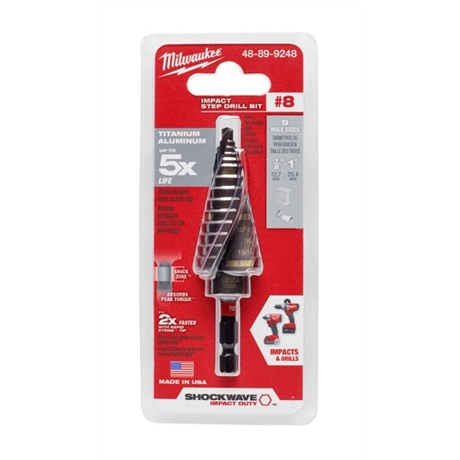 1/8" - 1" SHOCKWAVE IMP STEP DRILL BIT, #8 Milwaukee Electric Tools 48-89-9248