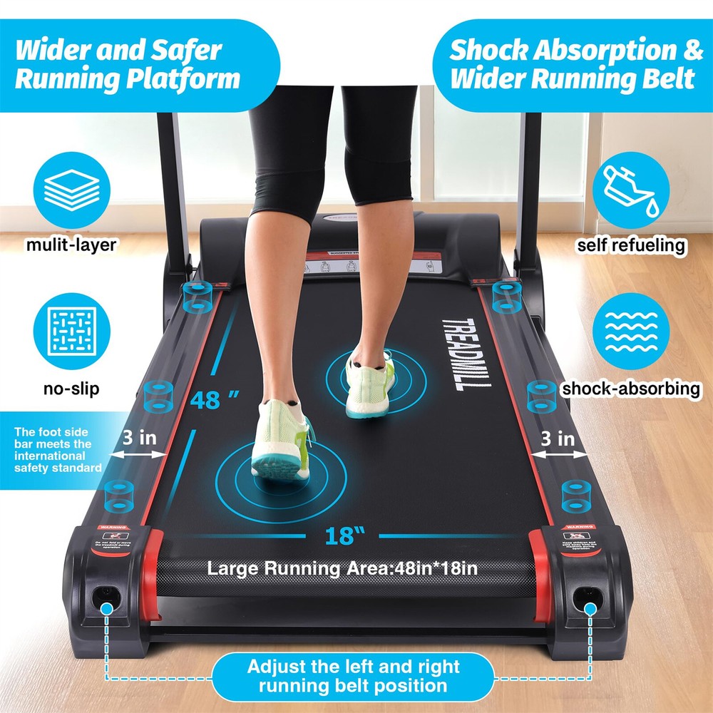 Running Machine Treadmill with Auto Incline Home Folding Treadmill Heart Sensor