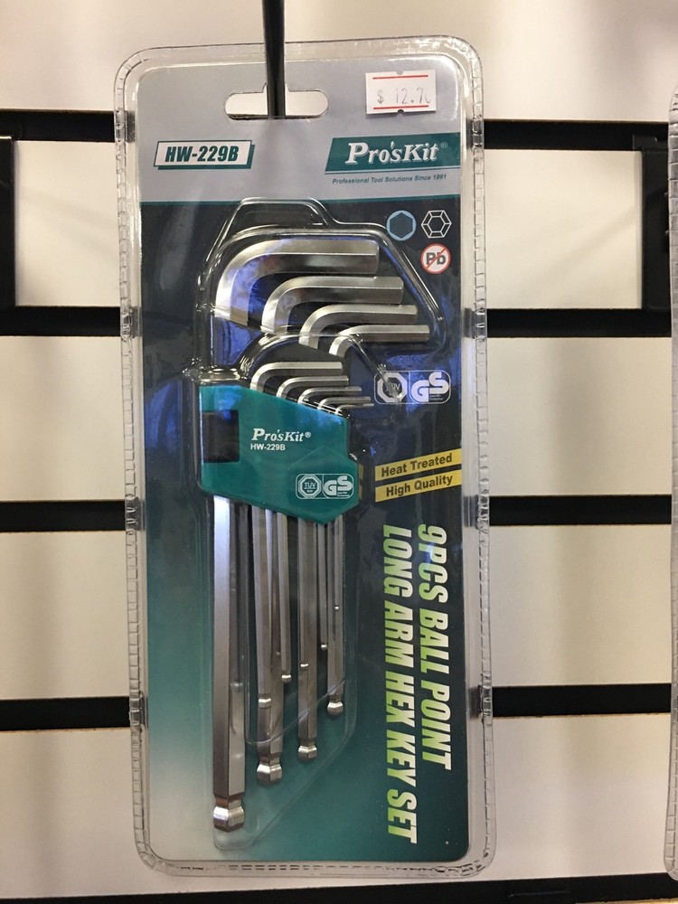 Eclipse Tools Pro'sKit HW-229B 9PCS Ball Point Long Arm Hex Key Set