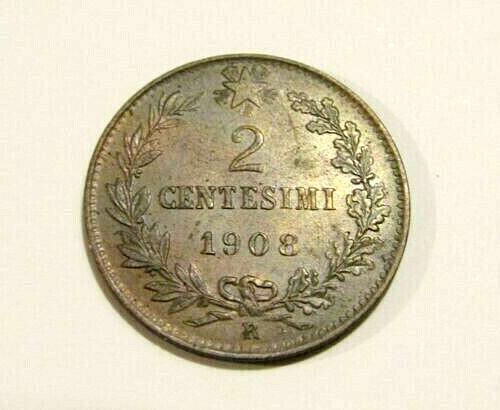 Italy 1908-R 2 Centesimi Old Coin