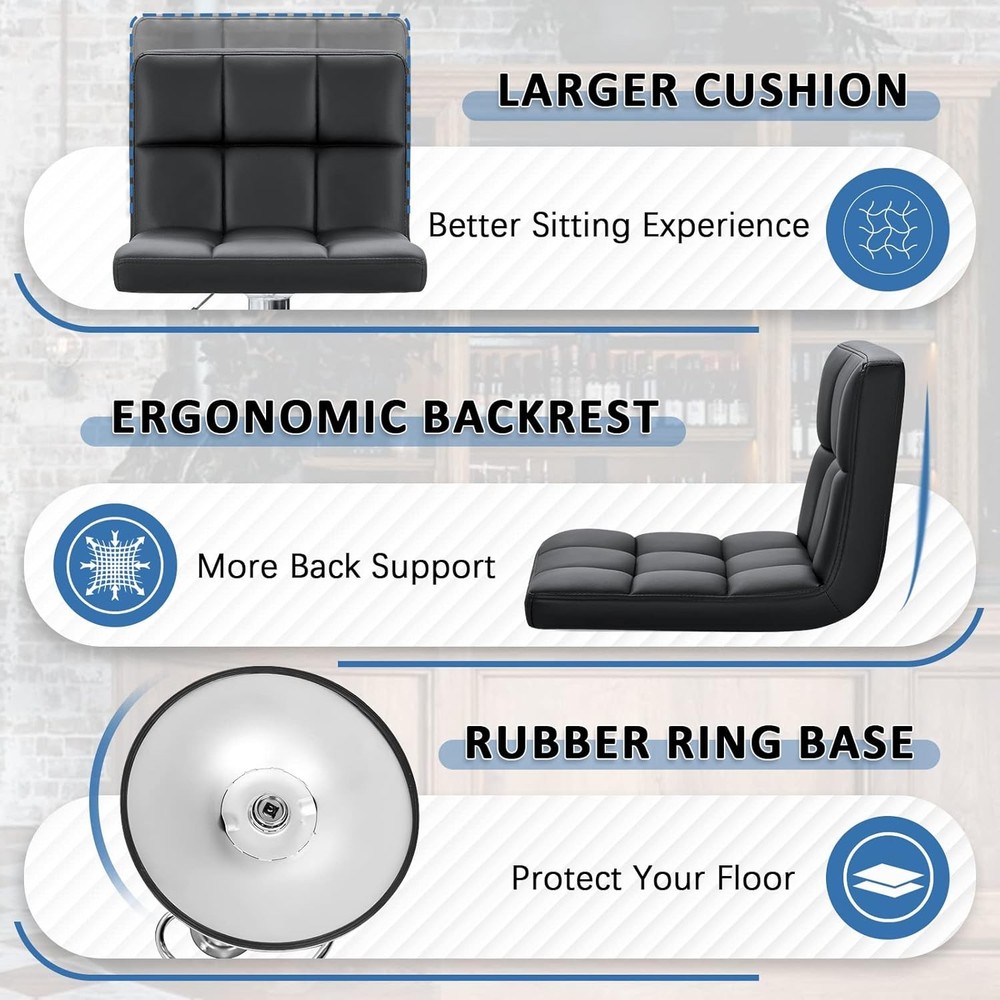Bar Stools Modern PU Leather Adjustable Swivel Barstools, Armless Hydraulic