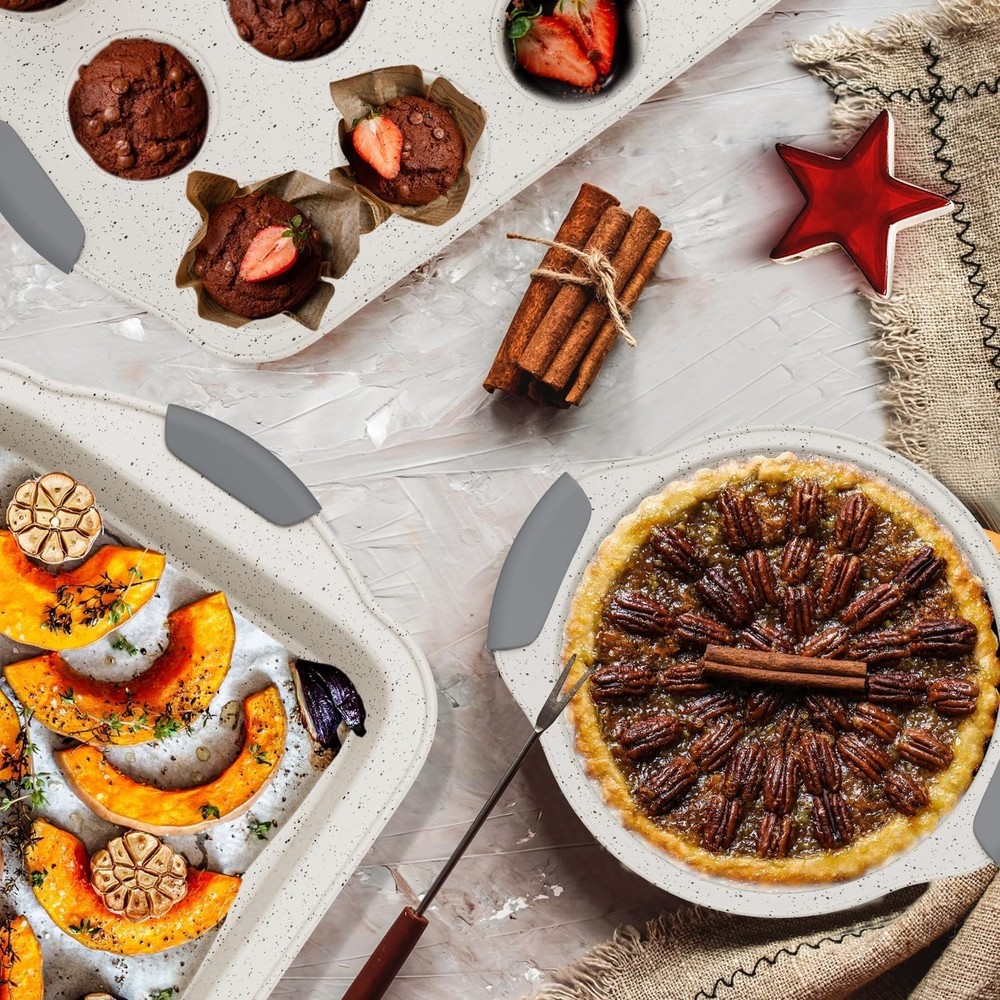 11-Piece Nonstick Baking Pans Set, Stackable Non Toxic Bakeware Sets with Coo...