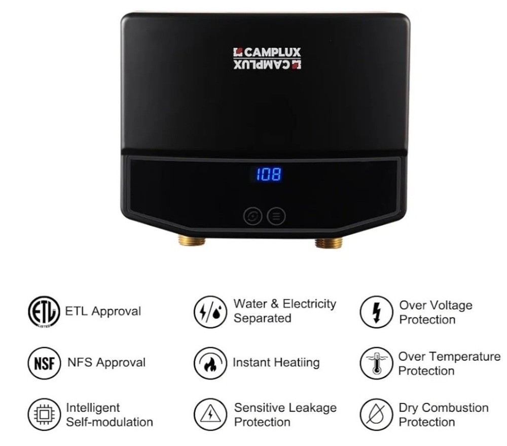 Camplux RV Tankless Water Heater Electric 3.5kW 120V Self Modulating WHITE