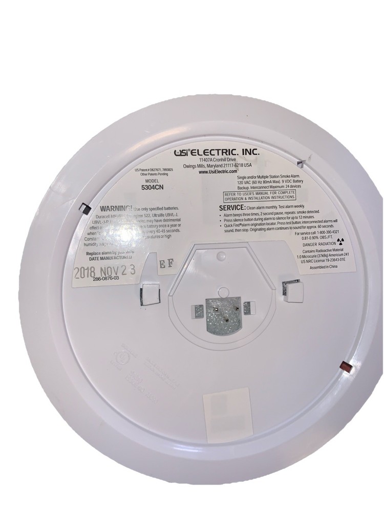 Universal Security Instruments Hardwired Ionization Smoke Alarm with Backup