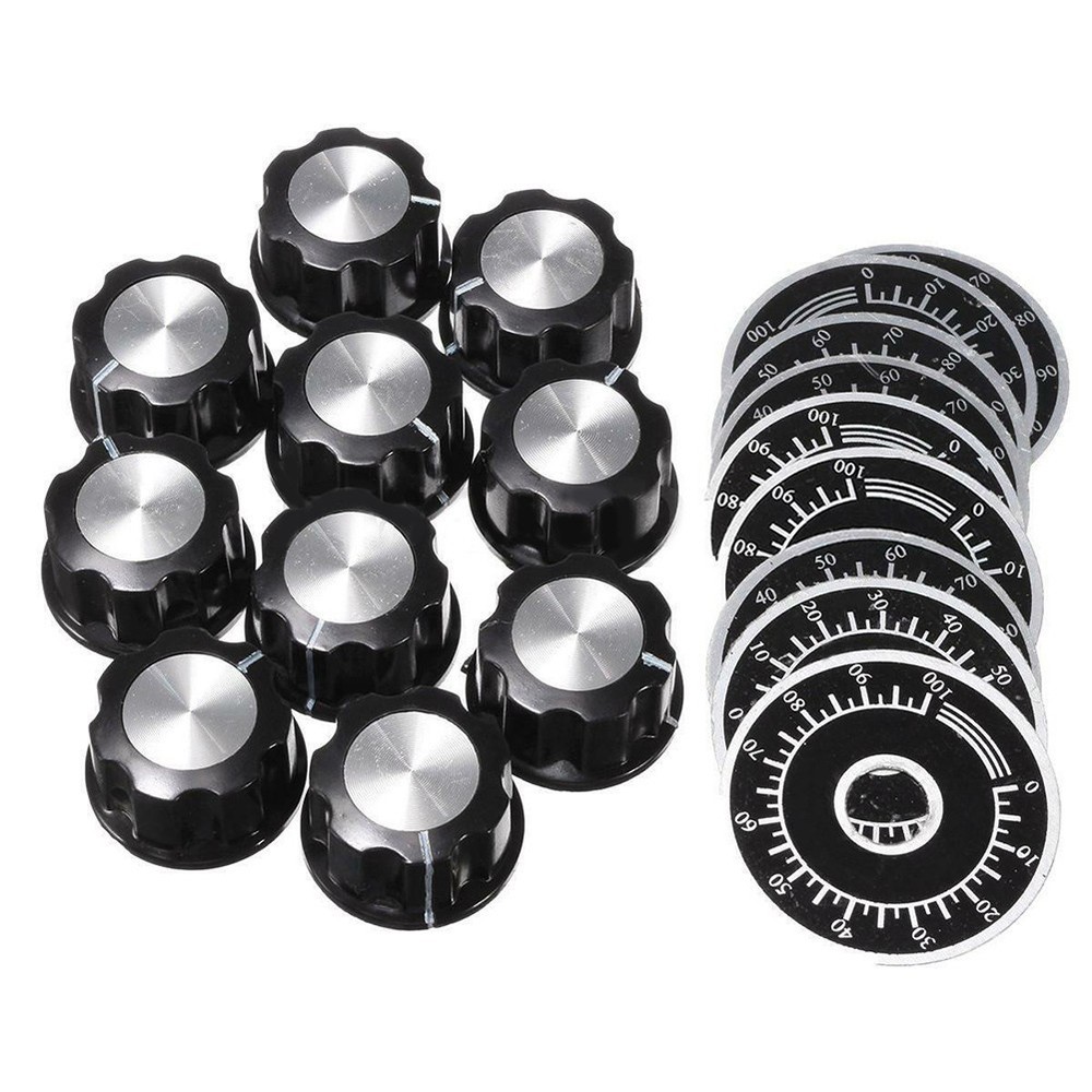New Useful Rotary Potentiometer Knobs Plastic 10PCS/kit Accessories Black