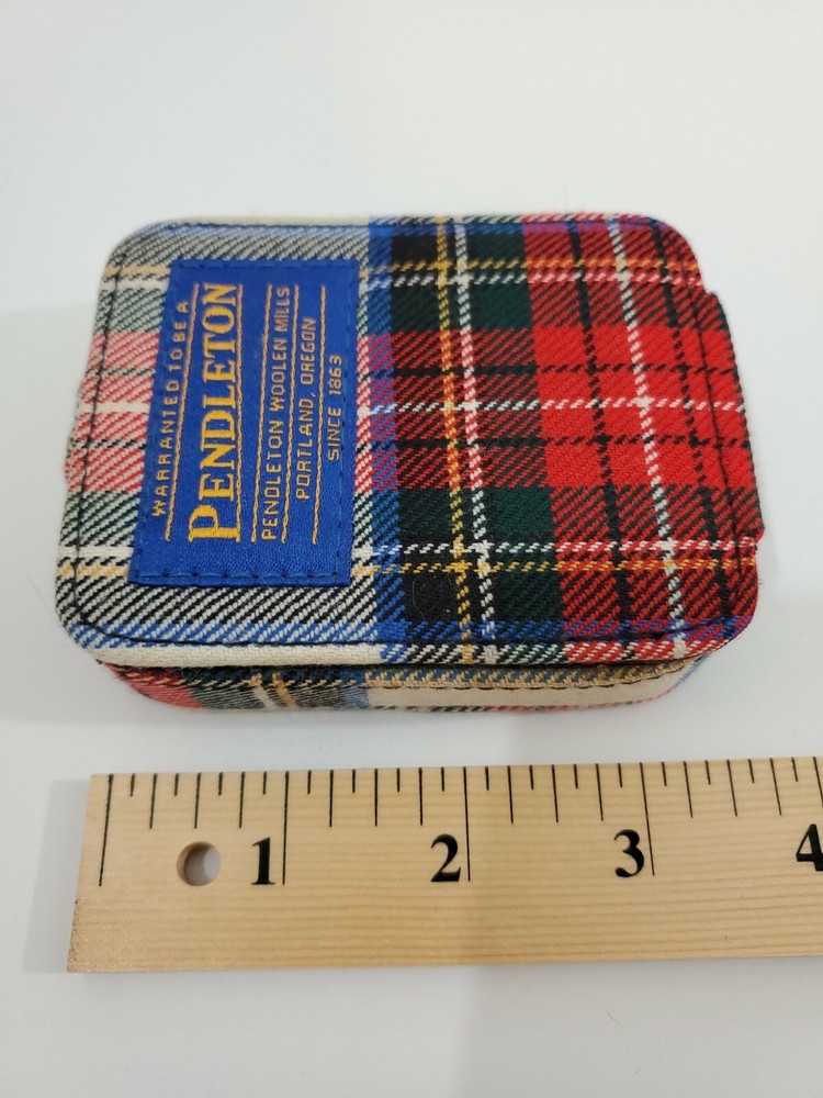 Pendleton Red Plaid Travel Clock 100% Wool Shell