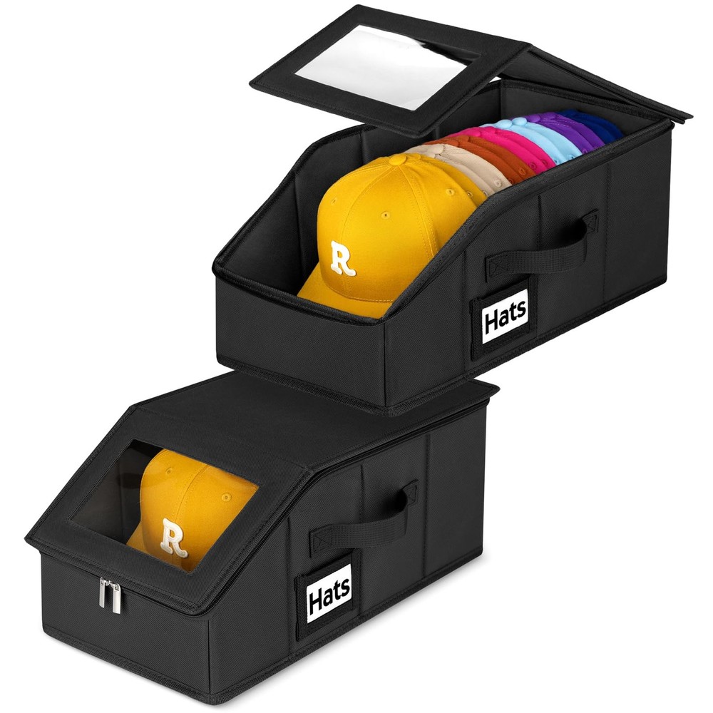 Dofilachy 2 Pack Stackable Hat Storage for Baseball Caps, Holds 2 Pcs, Black