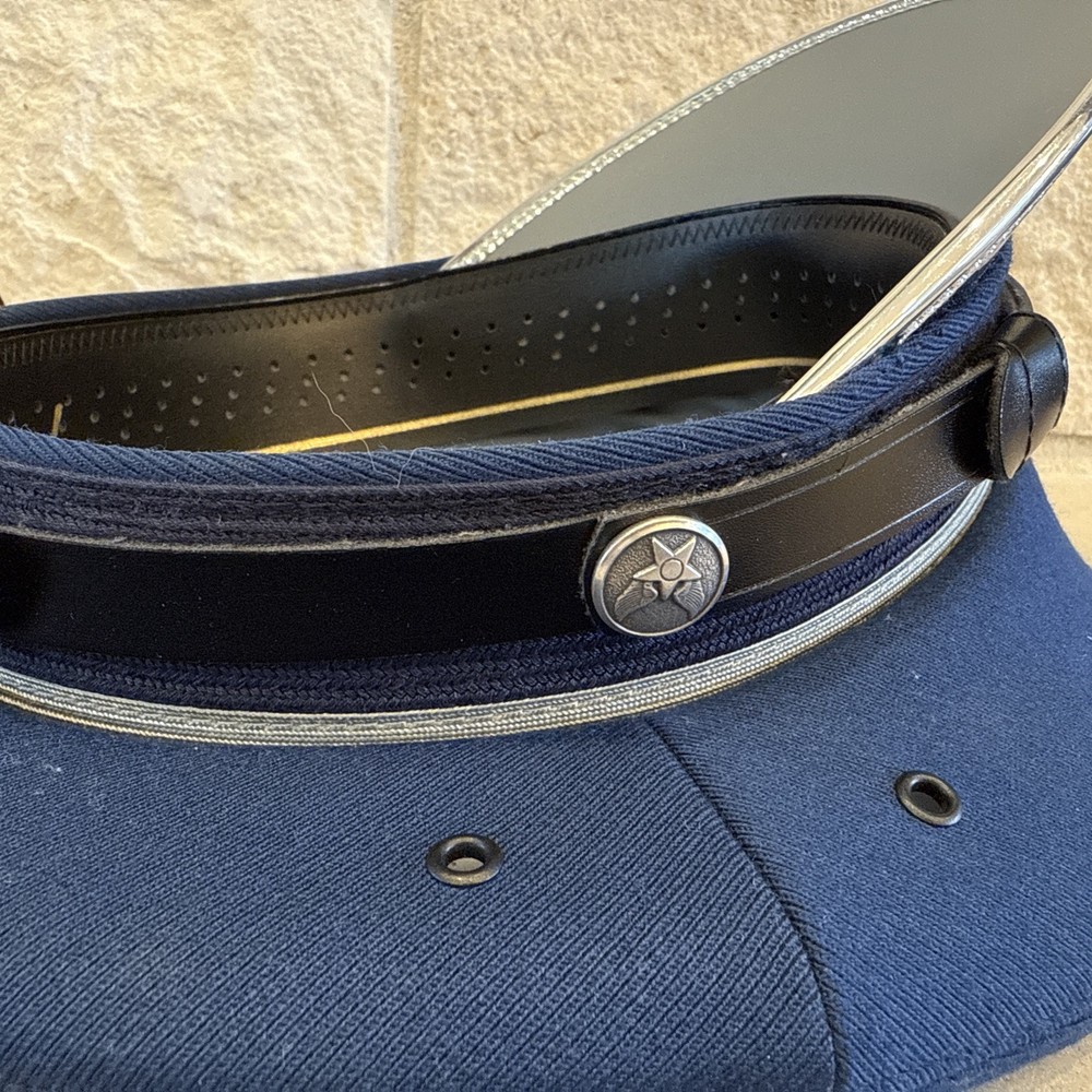 J) BERNARD FINE MILITARY CAP HAT NAVY BLUE 7 Type I Eagle Pin