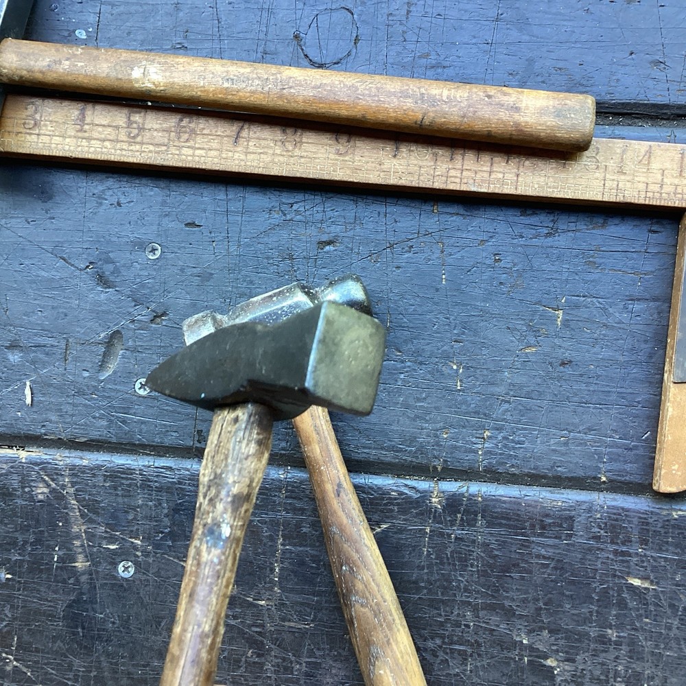Group of three blacksmith forging & finishng hammers