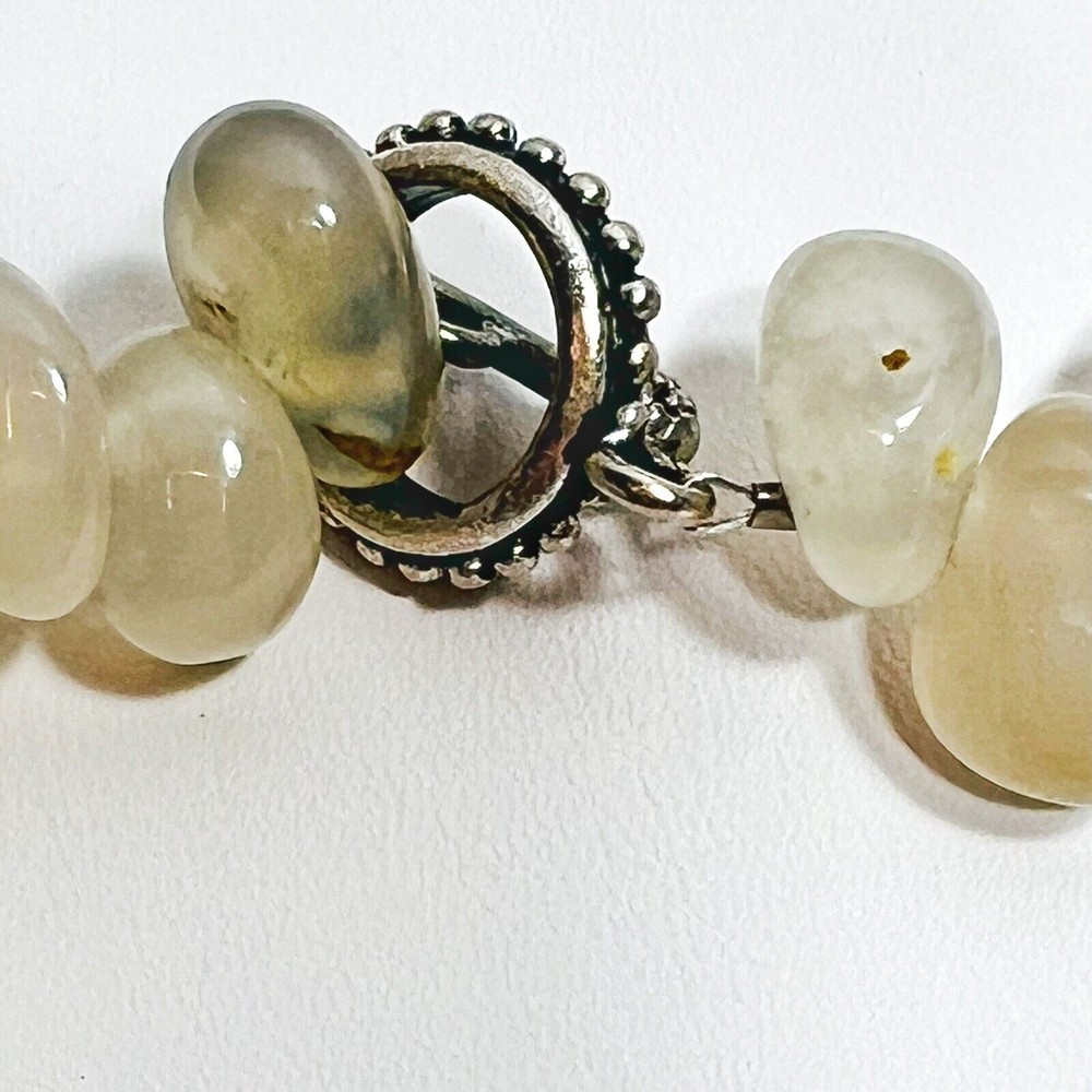 Tumbled White and Beige Agate Chunky Bead Necklace