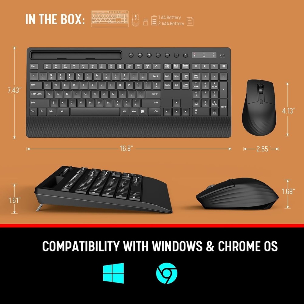 Combo De Teclado Y Mouse Inalambricos Compact Slim Para Computadora portátil PC