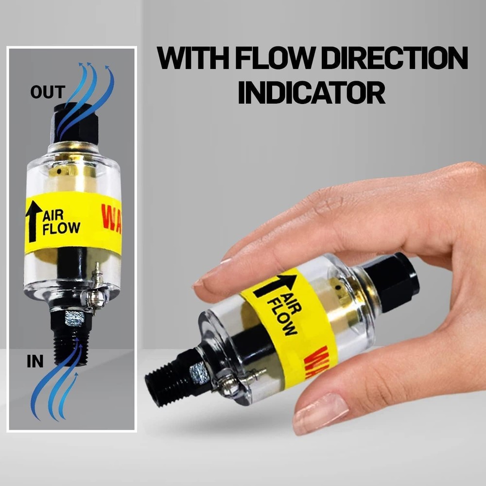 Versatile Inline Water Separator for Air Compressors - 2-150 PSI Operation
