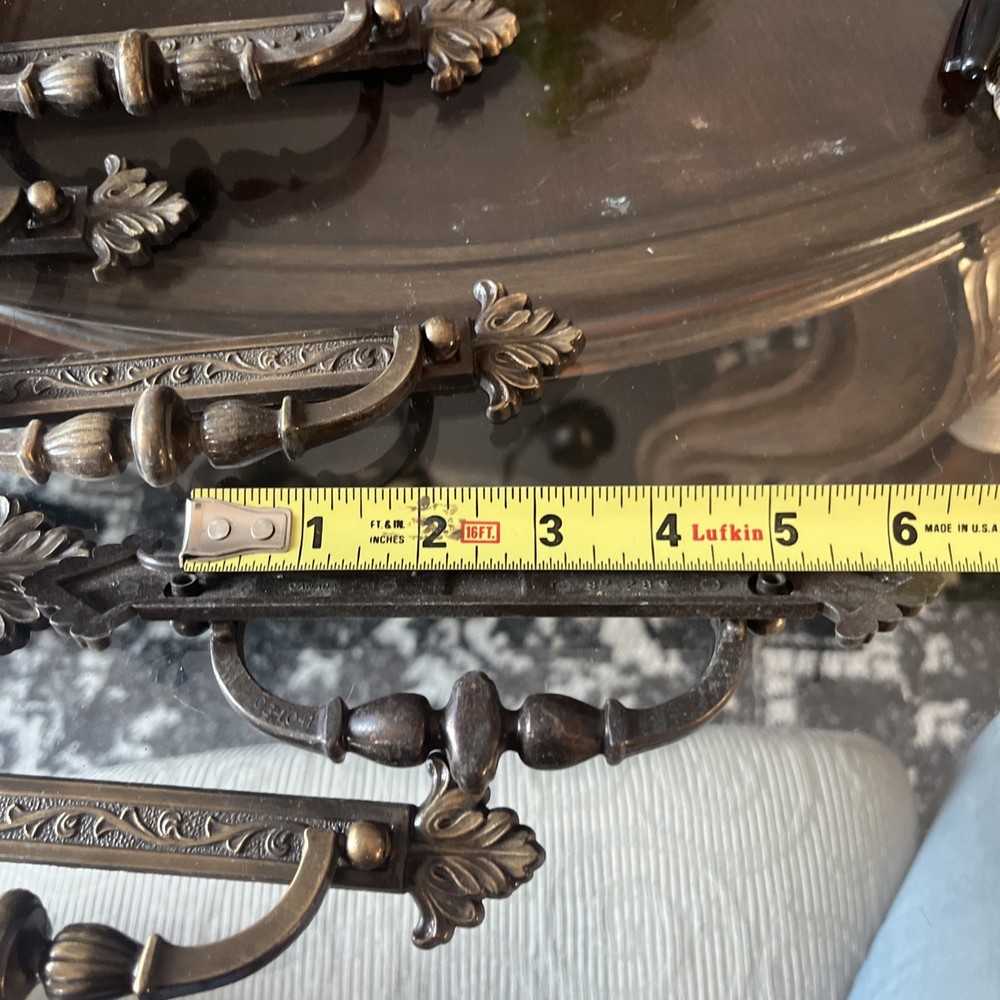 Vintage Brass Pull Drop Handle Canada 5” On Center Set Of 6