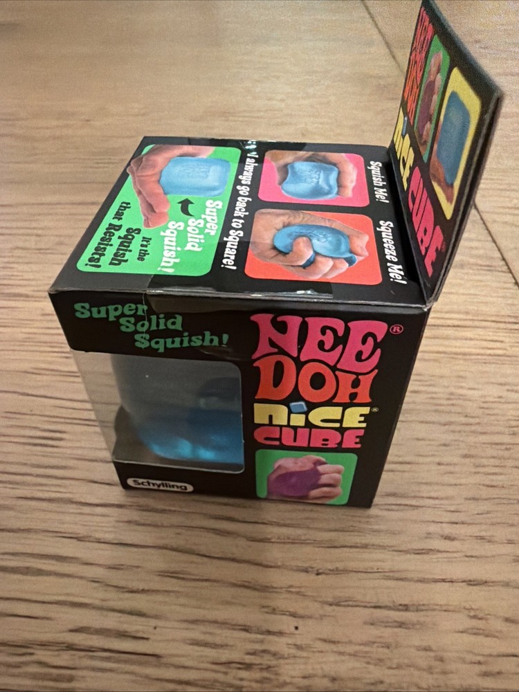 Nee Doh Nice Cubes Ice Cube Toy Fidget Super Solid Squish Blue